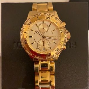 Gold Michael Kors chronograph watch